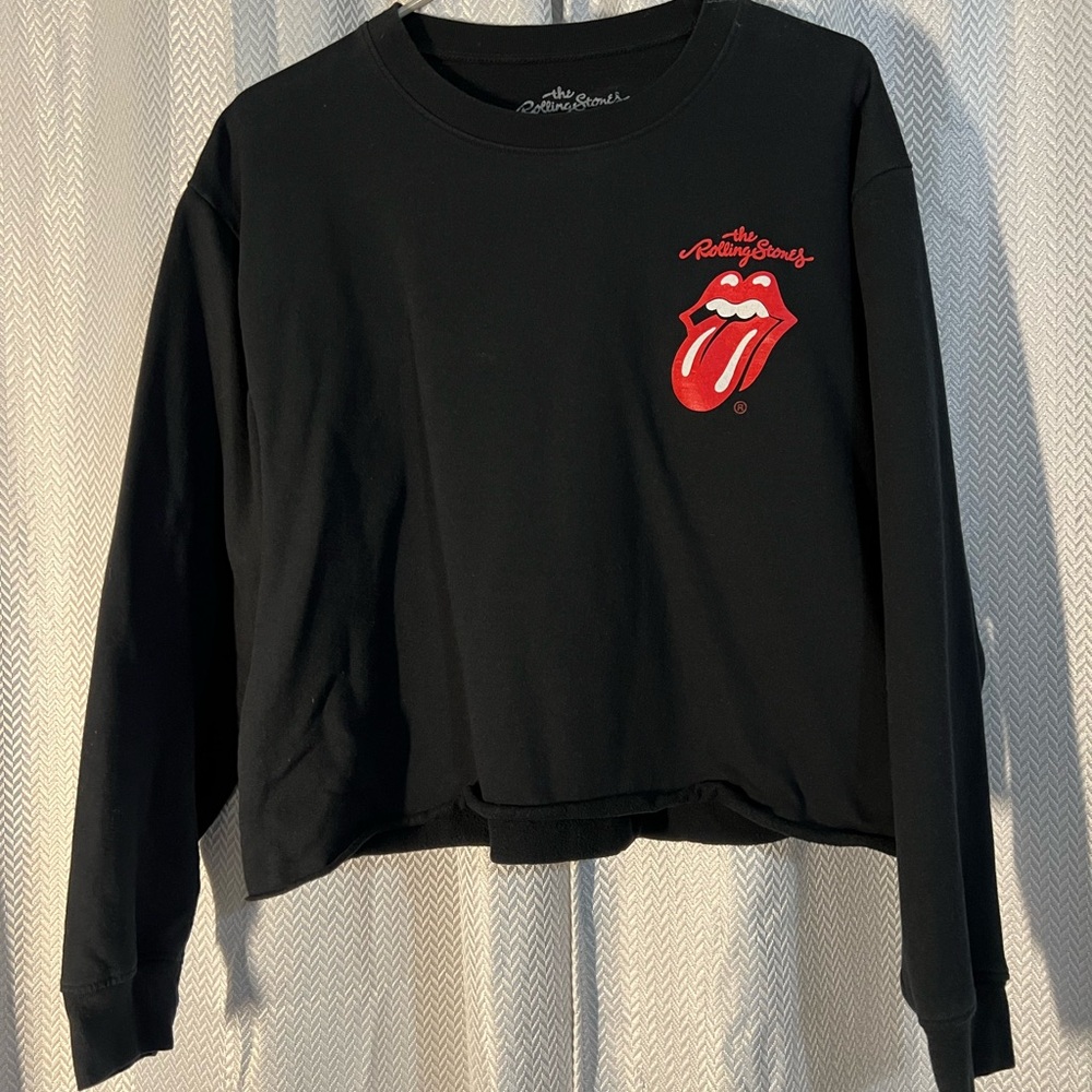 The Rolling Stones Black Sweater with Red Tongue Logo